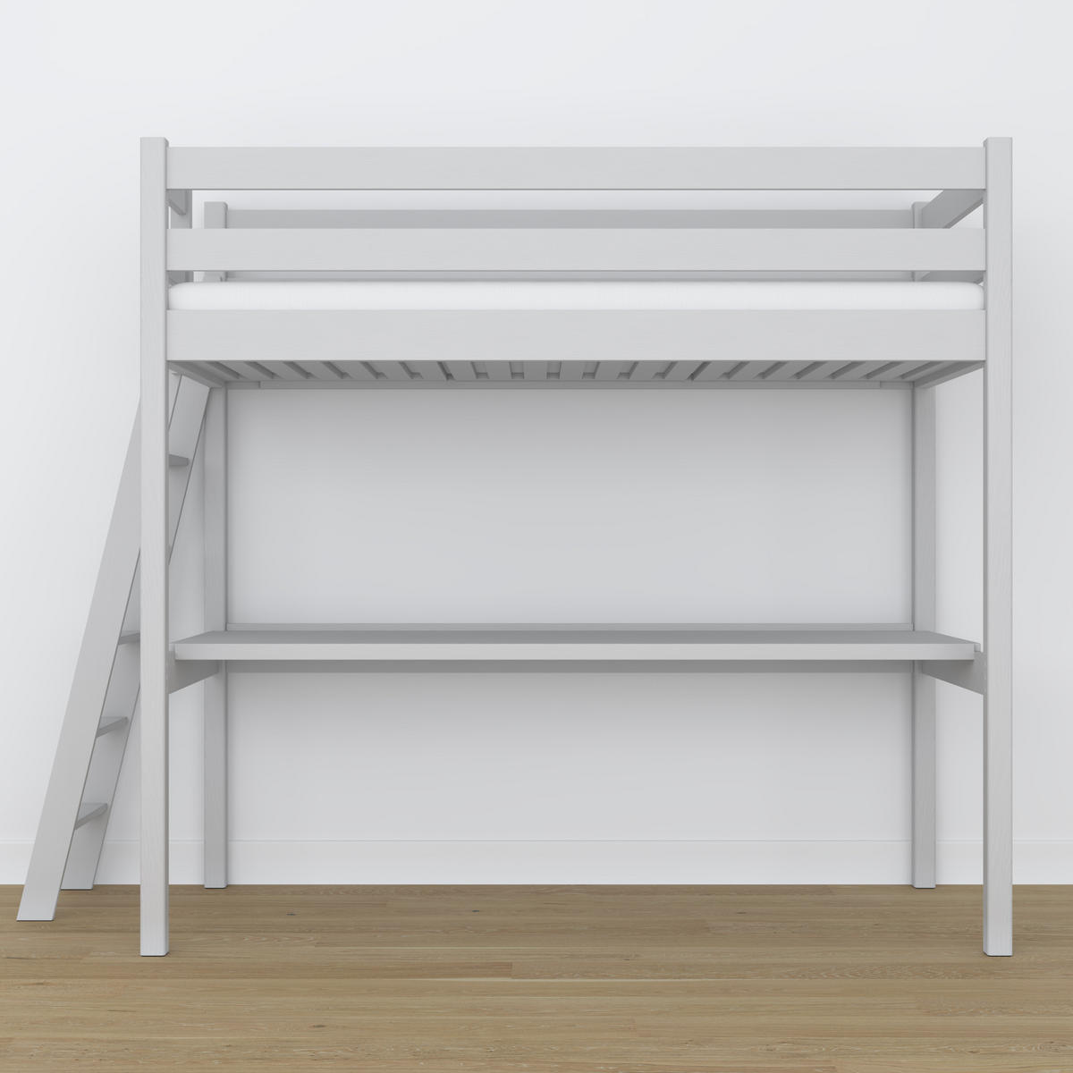 HOCHBETT N02 mit Schreibtisch Grau 90/190 - Grau, Naturmaterialien/Holz (90/190cm) - N-Wood