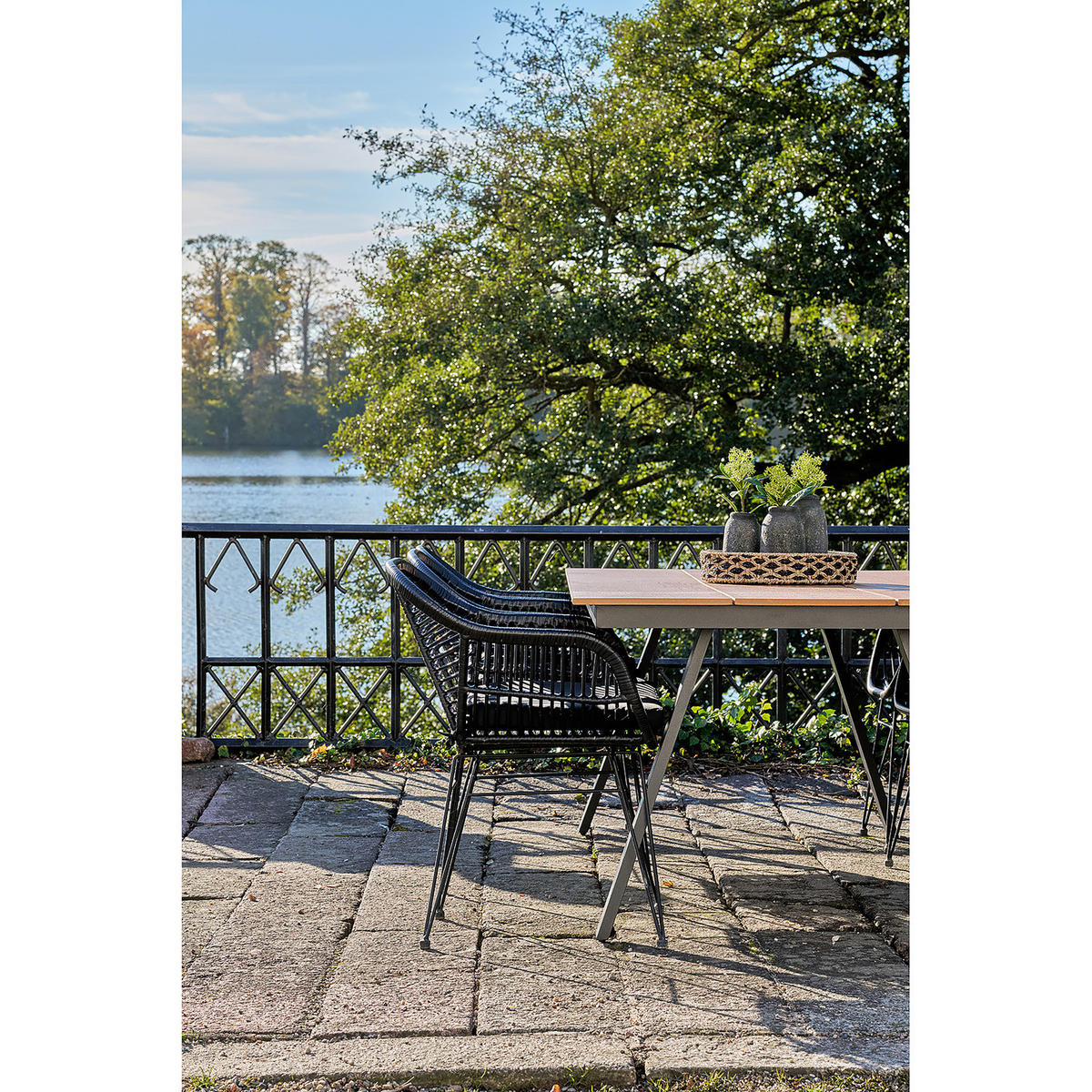 GARTENTISCH - Schwarz - Braun - Aluminium - Polypropylen - 100 x 74 x 220 cm - Schwarz/Braun, Holzwerkstoff/Metall (220/100/74cm) - home24