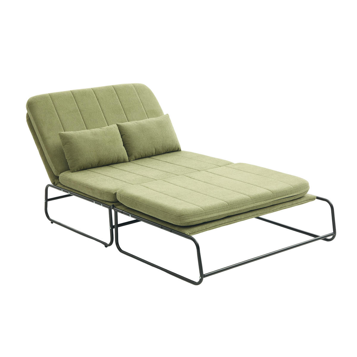 SCHLAFSOFA 2-Sitzer umbaubar mit Metallgestell, DE-42601, Grün - Olivgrün, Metall (104/92/85cm) - ComfortXL