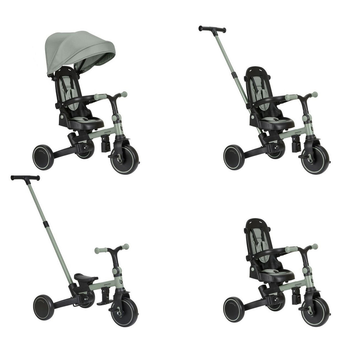 DREIRAD Aluma 5 in 1 Laufrad grün Schiebegriff Fußstütze Tragegriff Bremse - Grün, Metall (71/49/99cm) - Kikka boo