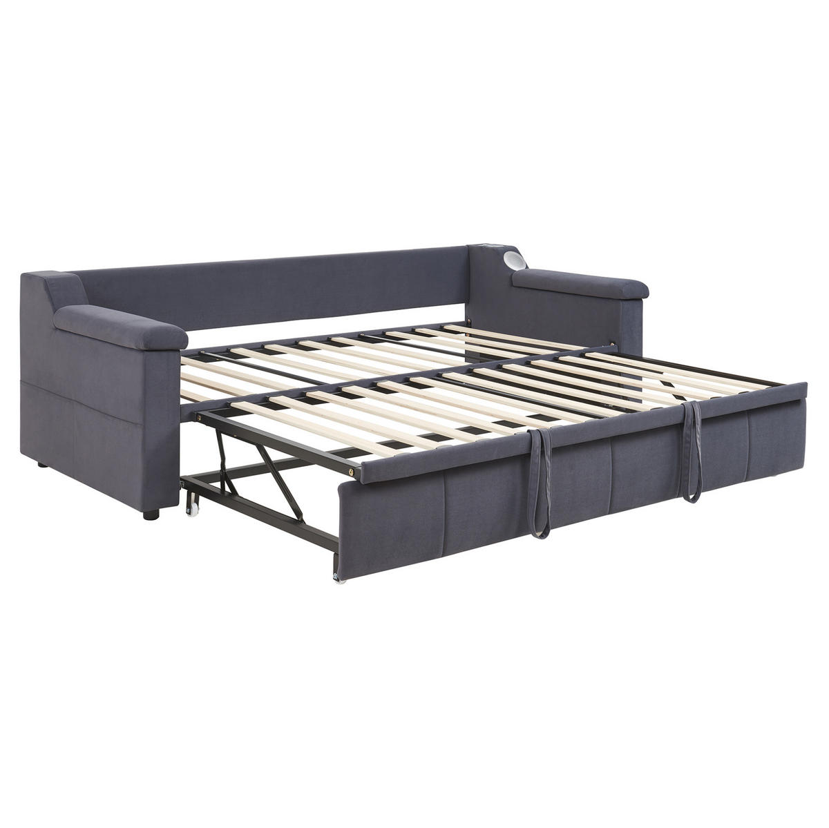 SCHLAFSOFA 90/190 cm Grau mit Bluetooth-Stereoanlage und USB-Anschluss - Grau, Textil (90/190cm) - OKWISH