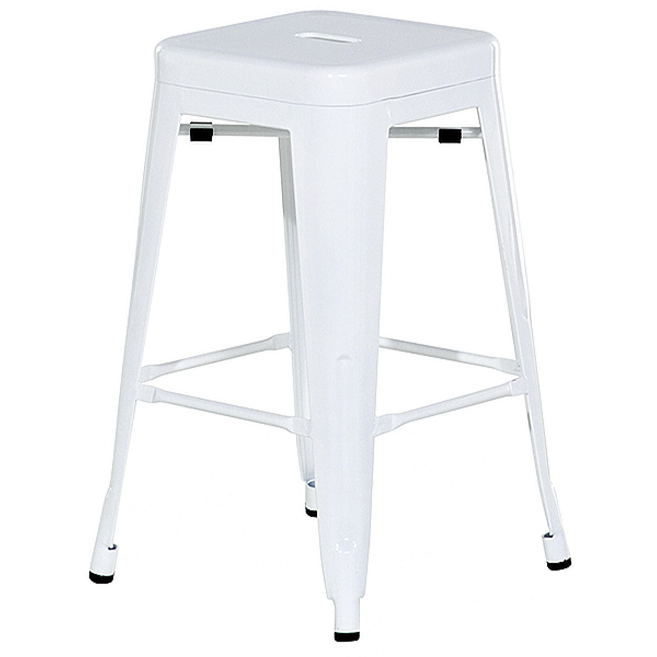 HOCKER 2er-Set Metall Weiß Cabrillo - Weiß, Metall (30/60/34cm) - Beliani