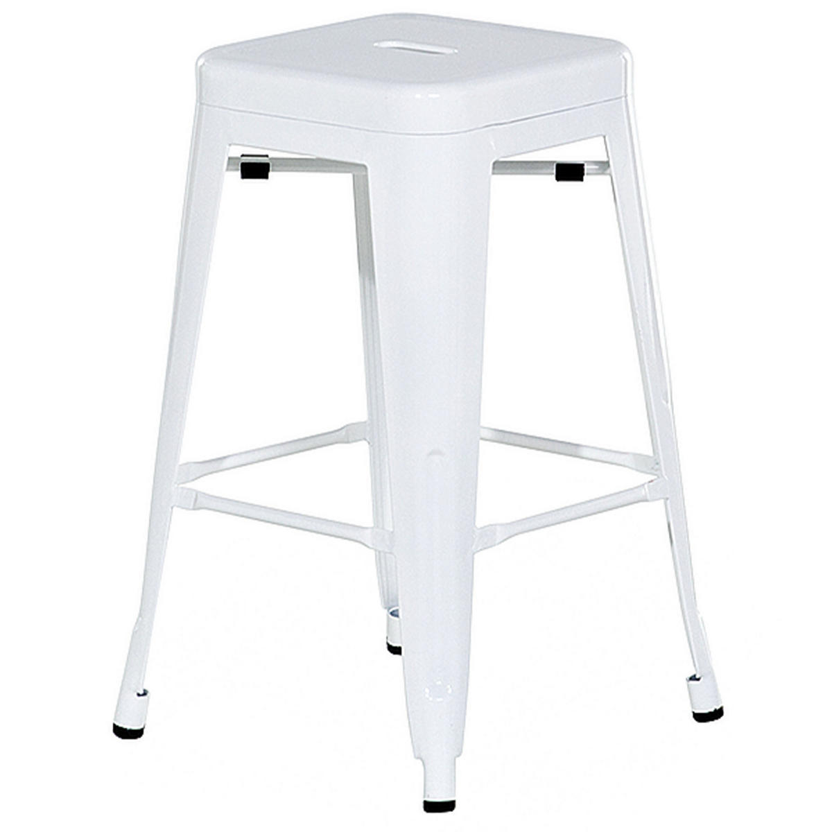 HOCKER 2er-Set Metall Weiß Cabrillo - Weiß, Metall (30/60/34cm) - Beliani