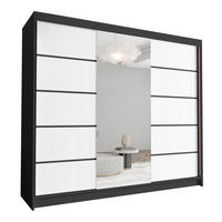SCHWEBETÜRENSCHRANK Davos VI - 250 cm - Schwarz/Weiß, Holzwerkstoff/Metall (250/215/58cm) - Sofnet