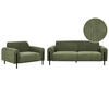 4-SITZER-SOFA Set Cord olivgrün Askim - Schwarz/Grün, Textil (122/122/207cm) - Beliani