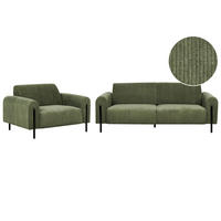 4-SITZER-SOFA Set Cord olivgrün Askim - Schwarz/Grün, Textil (122/122/207cm) - Beliani