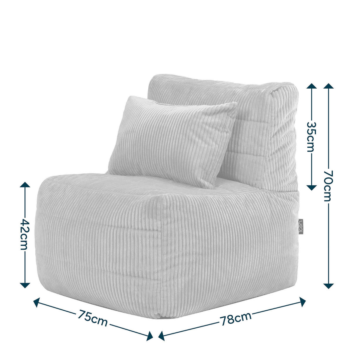 SITZSACK-SESSEL Noa modular Cord - Salbeigrün, Textil (75/70/78cm) - icon