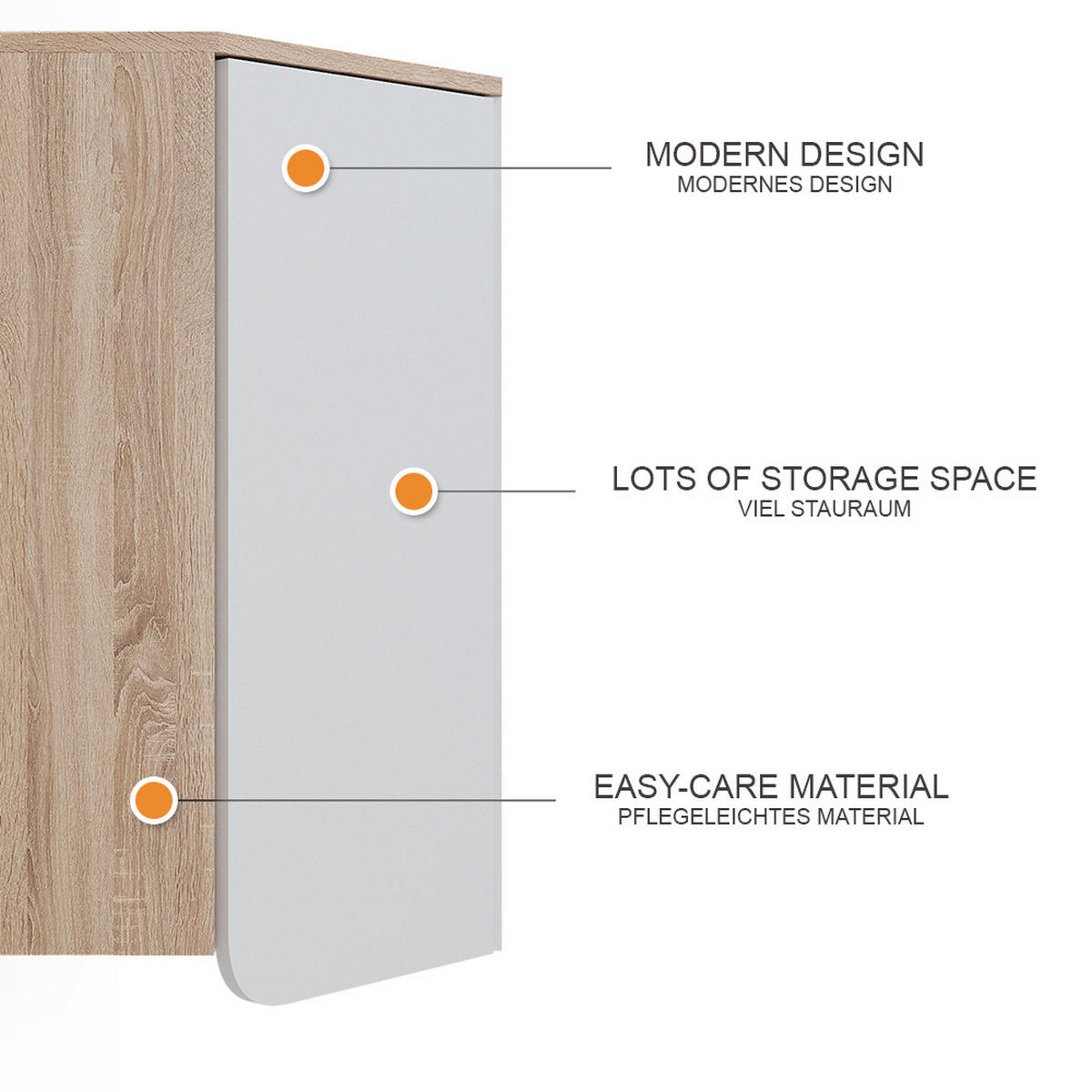 ECKHÄNGESCHRANK Karen Sonoma/Weiß 42.4 x 75 cm - Weiß/Sonoma Eiche, Holzwerkstoff (42.4/75/42.4cm) - Vicco