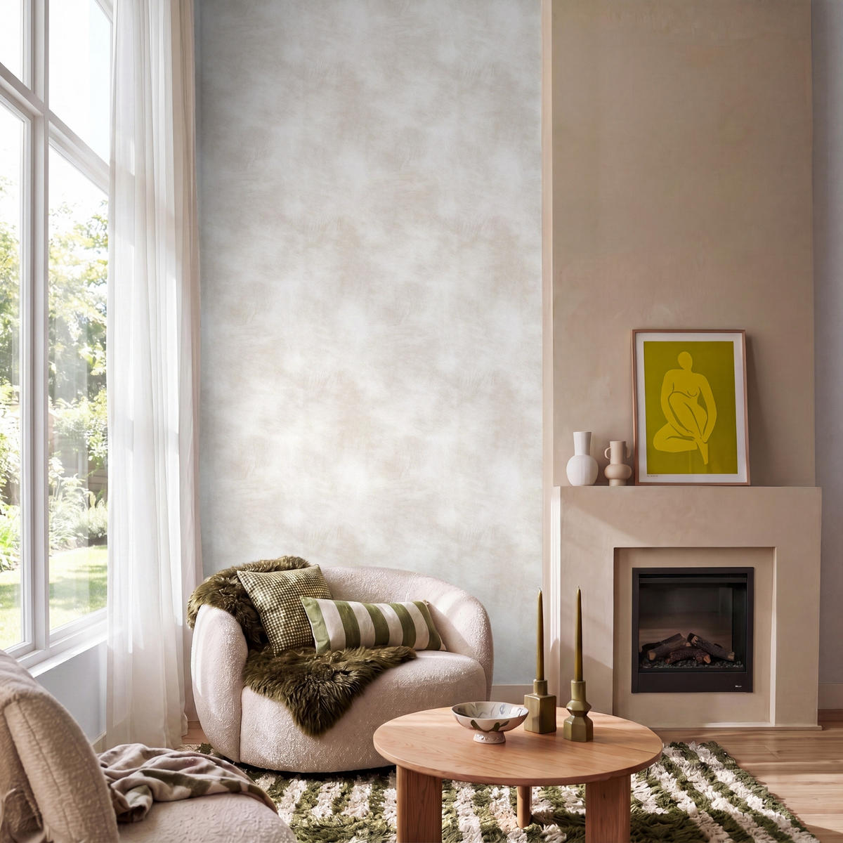 TAPETE - Dezent - Textur - Beige - 120x260 cm - Creme, Papier (120/260cm) - OnlyWow