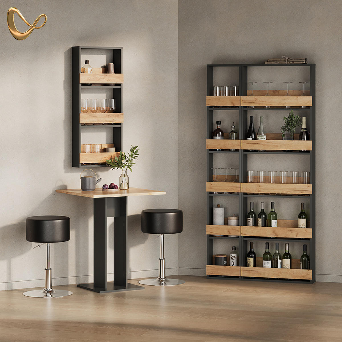 ESSTISCH Regusa Anthrazit 65 x 78 cm - Anthrazit, Holzwerkstoff (65/65/78cm) - Livinity®