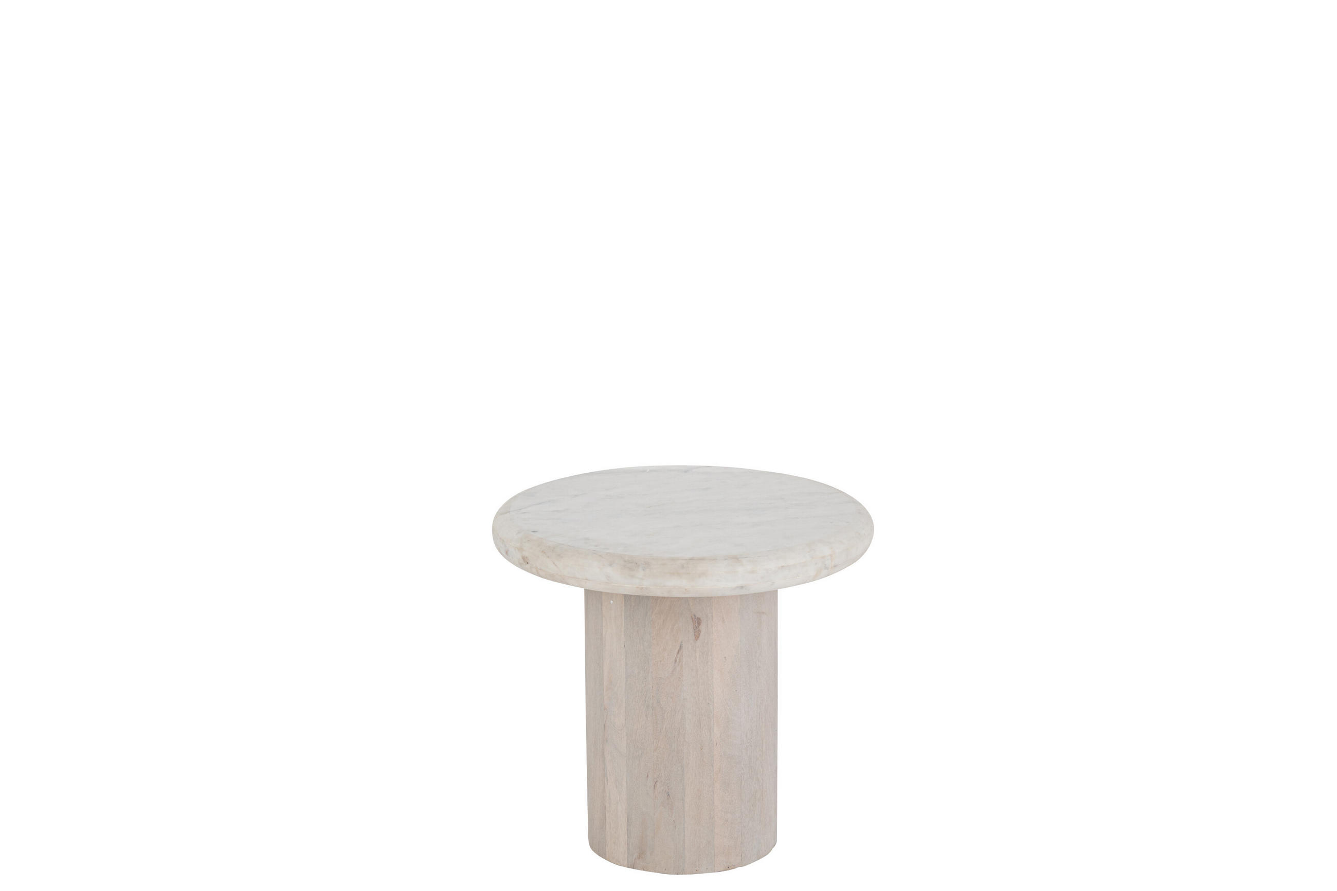 BEISTELLTISCH RUND MARMOR Weiß - Weiß, Stein (46/46/42cm) - J-Line