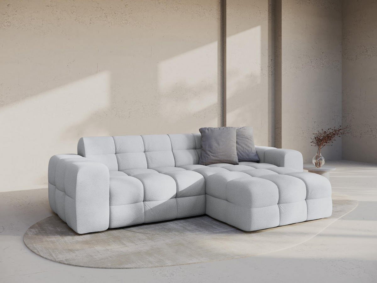 ECKSOFA rechts Kendal aus strukturiertem Stoff hellgrau 4 Sitzplätze - Hellgrau, Textil (173/256cm) - Micadoni