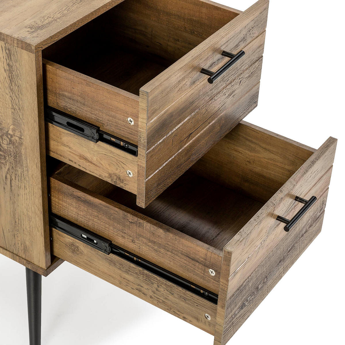 NACHTTISCH Clavel 2 Schubladen rustikale Farbe - Wildeiche, Holzwerkstoff/Metall (40/66/40cm) - VS Venta-stock