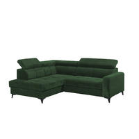 ECKSOFA mit elektronische Sitztiefenverstellung, USB-Anschluss und stilvollem Breitcord-Bezug - Grün, Textil (243/200cm) - ed exciting design