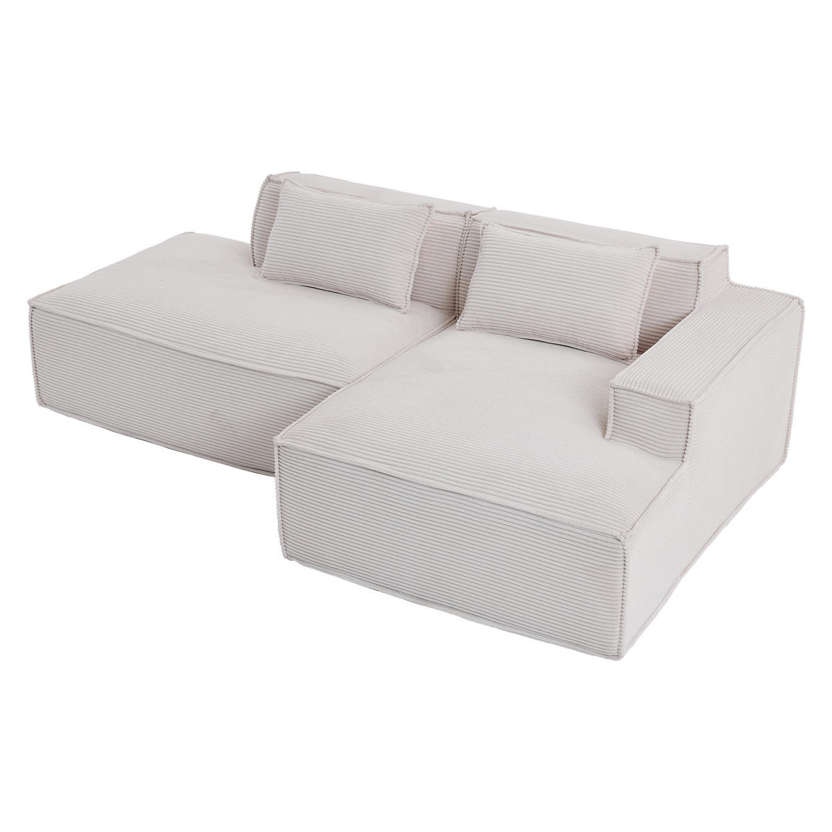 ECKSOFA 233/129/70 cm Beige mit zwei Kissen und Federtasche - Beige, Textil (235/129cm) - Oxeza