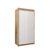 SCHWEBETÜRENSCHRANK 200/100/62 2-türig - Silberfarben/Weiß, Holz/Kunststoff (100/200/62cm) - Abiks Möbel