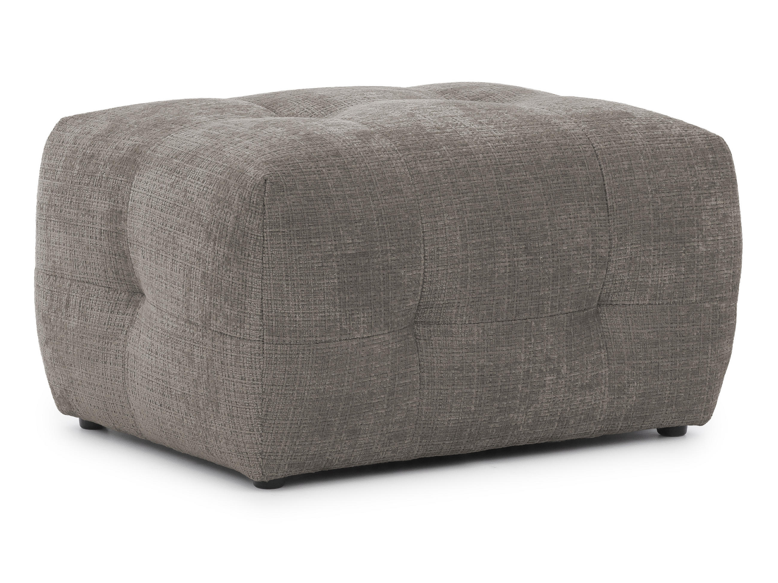 POLSTERHOCKER Kozy im Bumpy-Design aus weichem Taupe Chenille-Stoff - Taupe/Schwarz, Holz/Textil (87/46/68cm) - S-Style Möbel