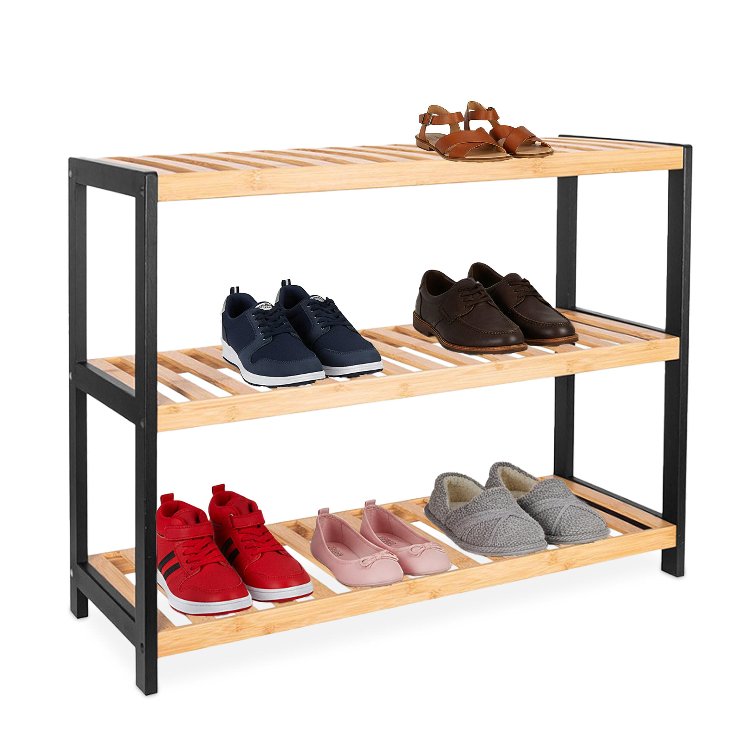 PANTOFAR Natural negru bambus 3 rafturi