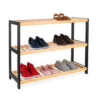 SCHUHREGAL - Schwarz, Holz (70/55/26cm) - Relaxdays