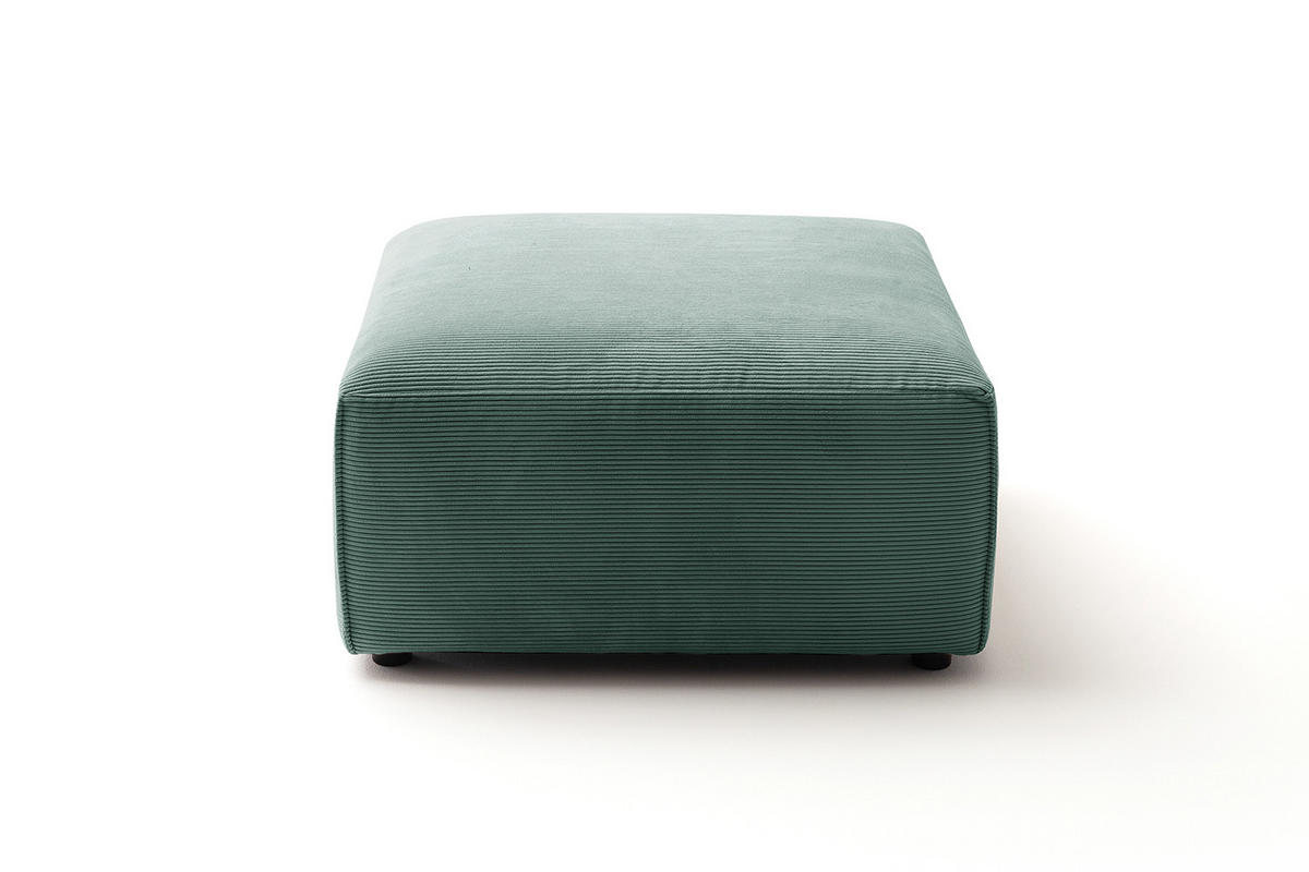 POLSTERHOCKER RANI Smaragdgrün Cord - Smaragdgrün/Schwarz, Kunststoff/Textil (80/42/80cm) - KAWOLA