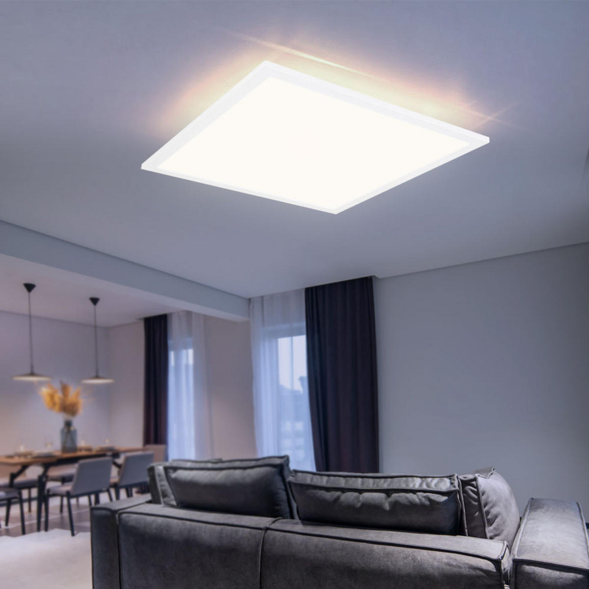 LED DECKENLEUCHTE Aufbau Panel Neutralweiß - Weiß, Metall (59.5/59.5/2.9cm)