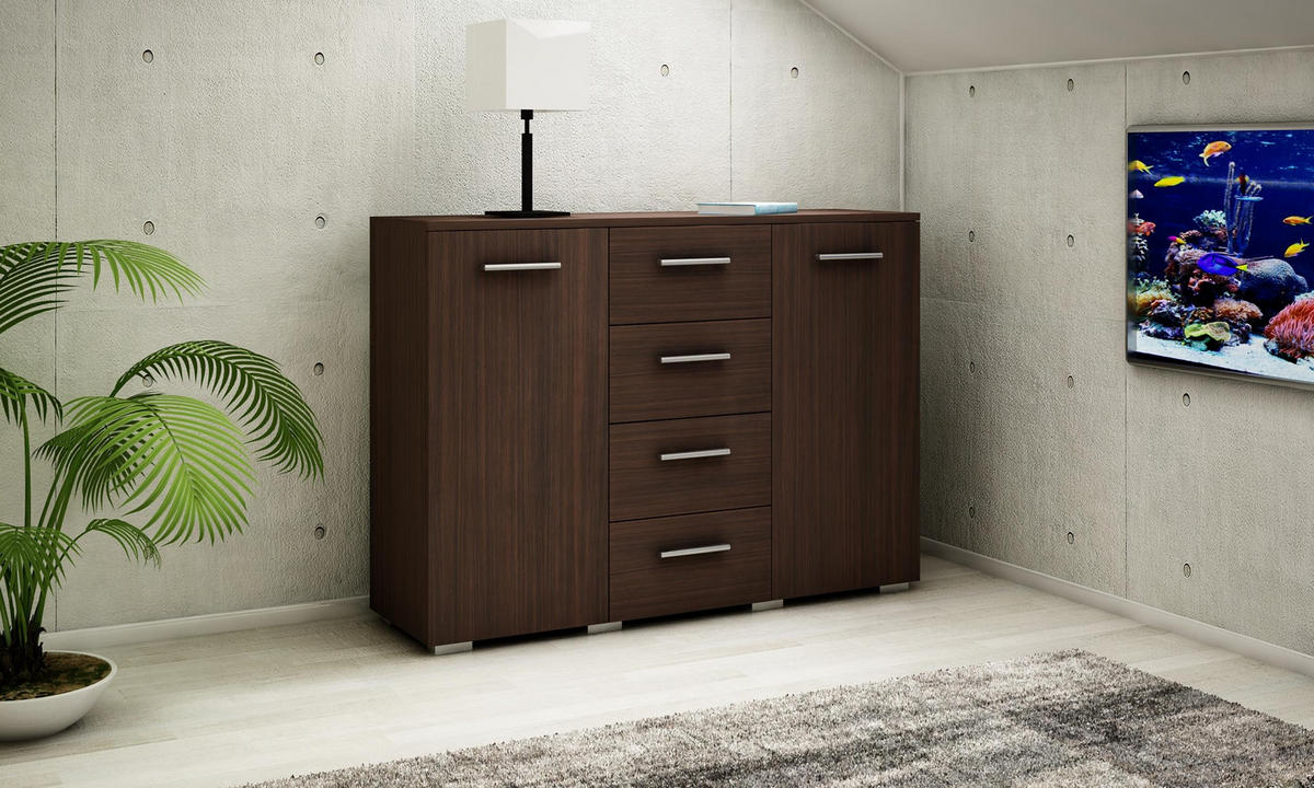 KOMMODE Helena 2D4S Wenge 120/35/84,5 cm - Wengefarben, Holzwerkstoff (120/84.5/35cm) - Matkam Möbel