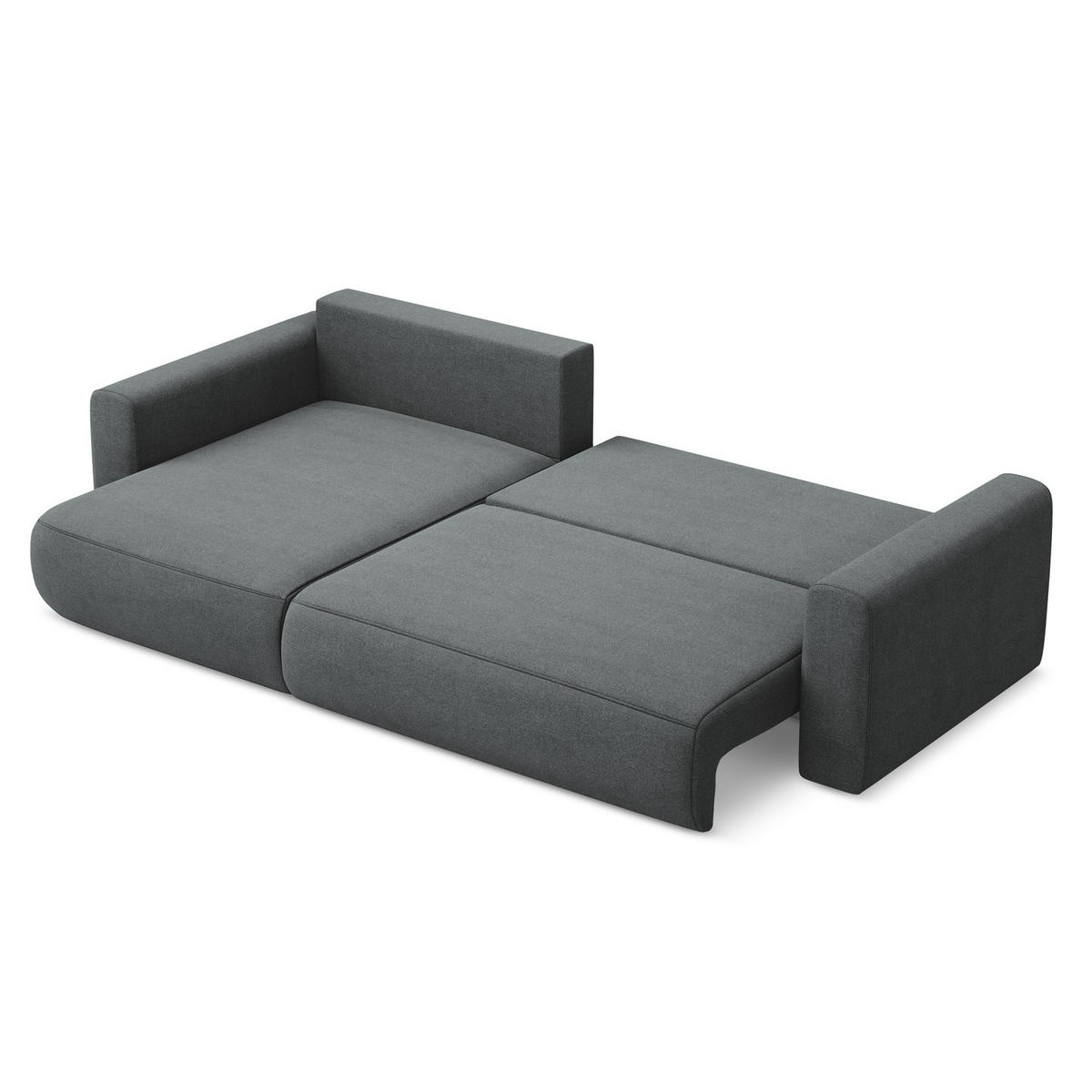 ECKSOFA mit Schlaffunktion Strukturstoff Stoff Grau - Schwarz/Grau, Kunststoff/Textil (149/278cm) - LaMiaSofa