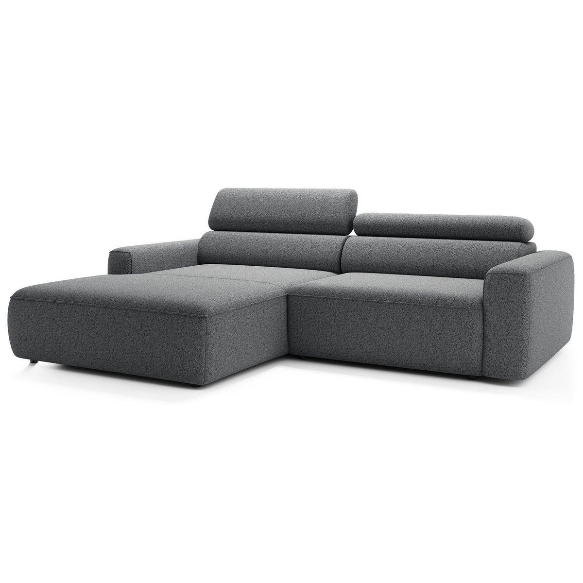 ECKSOFA Fando mit Schlaffunktion, L-Form, 4-Sitzer 252 cm, links Flechtstoff Grau - Schwarz/Grau, Holz/Kunststoff (252/182cm) - Selsey