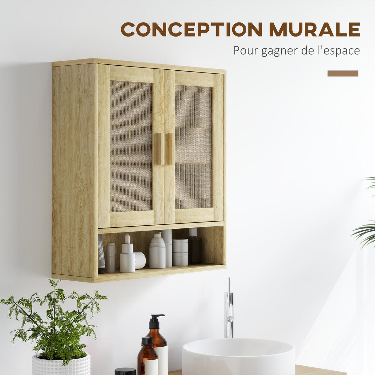 HÄNGESCHRANK Eiche 1 Stück - Beige, Kunststoff (59/66.5/20cm) - GiPP