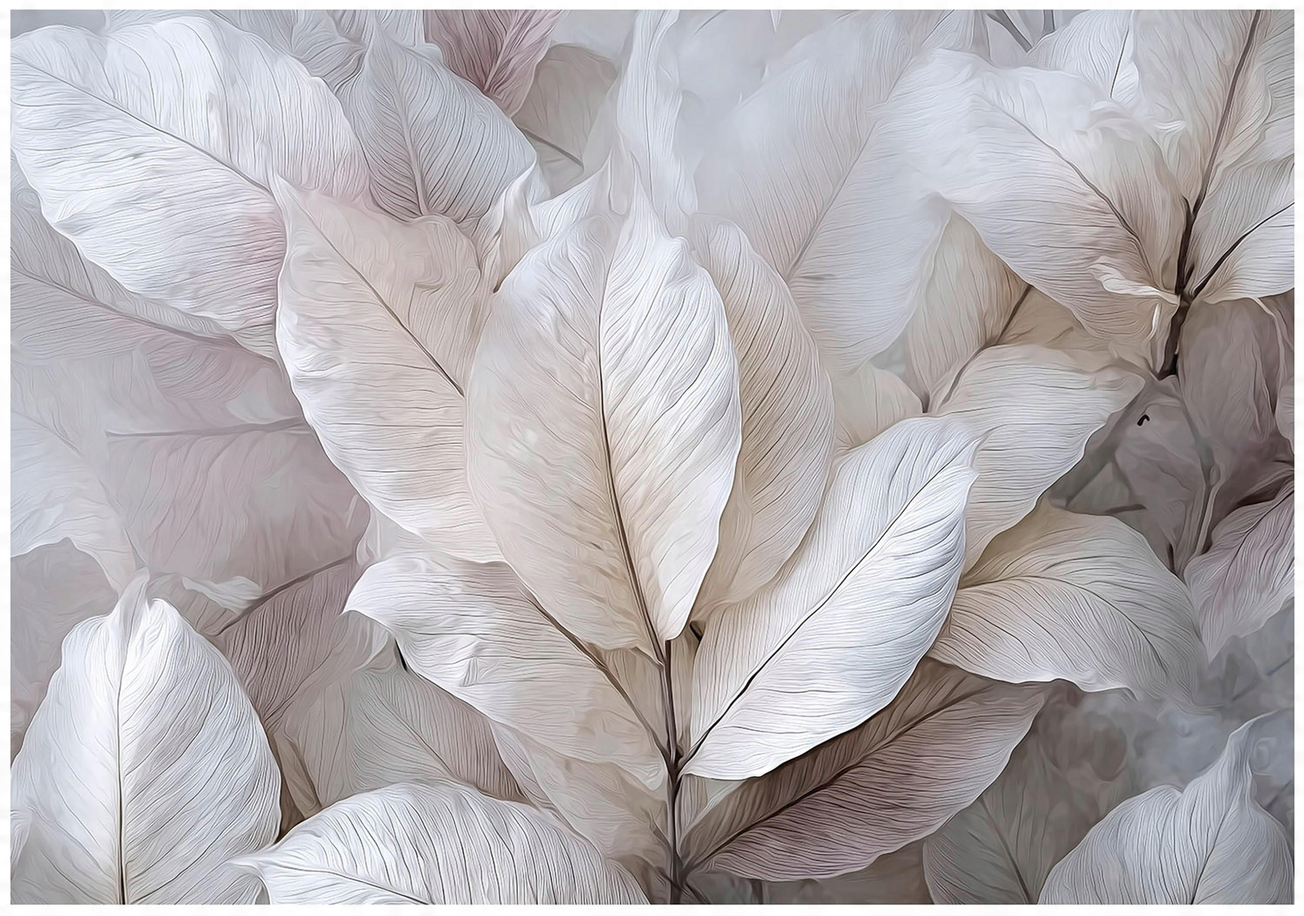 FOTOTAPETE Blätter 3D Effekt Natur Wohnzimmer 150x105 - Multicolor, Papier (150/105cm) - Wallarena