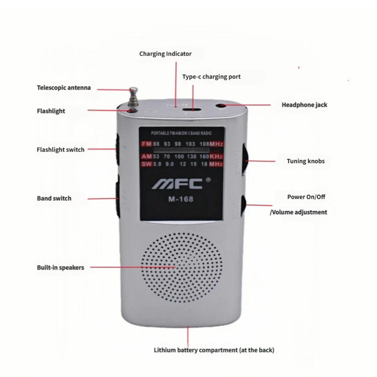 RADIO EMERGENCY AM/FM/SW-Dreibandradio - Grau, Kunststoff (6.8/2.7/13.3cm) - Authentics
