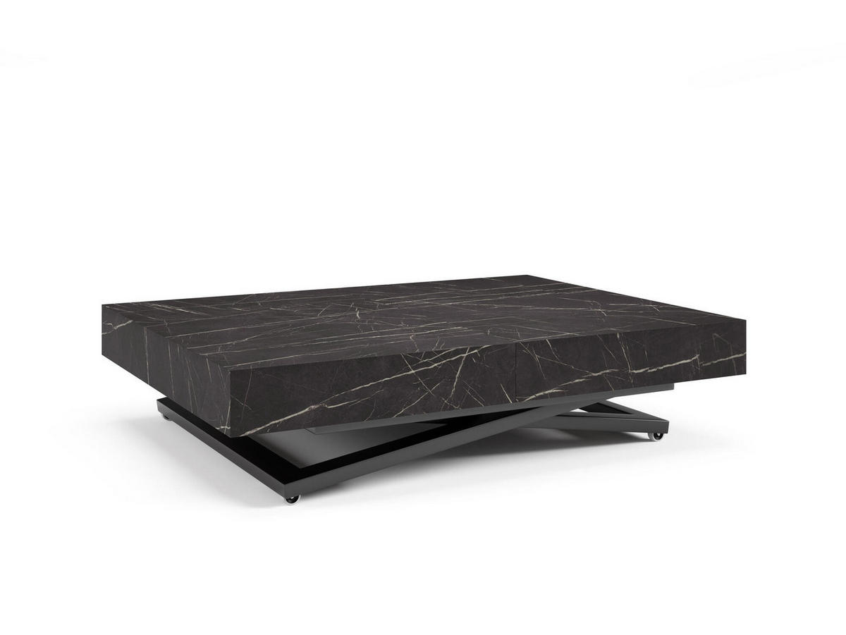 COUCHTISCH SANNA U Schwarz 80x200x80 cm - Schwarz, Holzwerkstoff (200/80/80cm) - FURNLUX