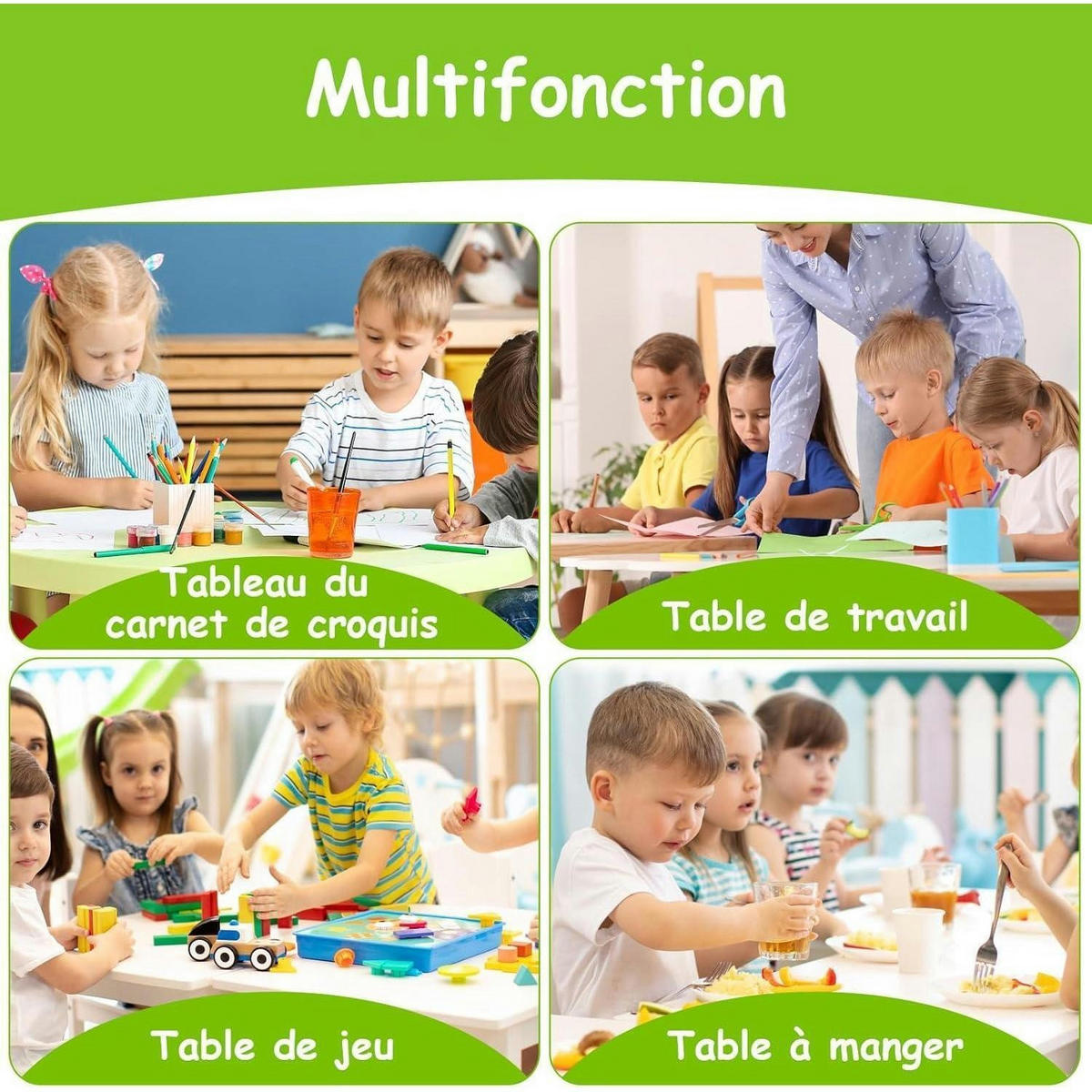 KINDERTISCH- und Stuhl-Set 7-teilig höhenverstellbar Grau - Grau, Kunststoff (60/60/120cm)