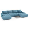 WOHNLANDSCHAFT Draco U Blau - Blau/Silberfarben, Textil/Metall (350/85/185cm) - Beautysofa