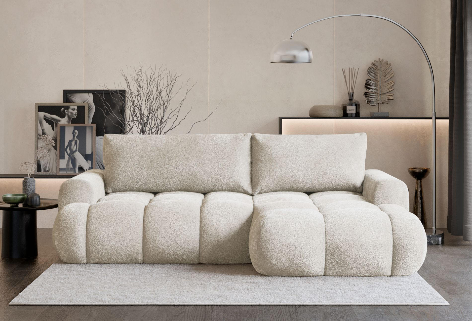 Thumbnail - Selsey Ecksofa, Creme, Textil, 3-Sitzer, Ottomane rechts, L-Form,L-Form, 246x155 cm, Wohnzimmer, Sofas & Couches, Wohnla...