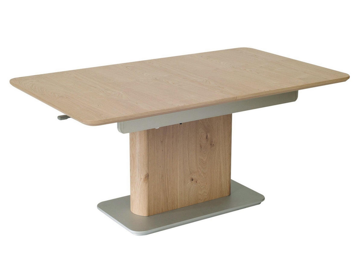 FUNKTIONSTISCH Caryn höhenverstellbar und ausziehbar 120(160) x 70 x 54-73 Couchtisch massiv Wildeiche - Braun, Holz (120/70/54cm) - 58aufmkessel