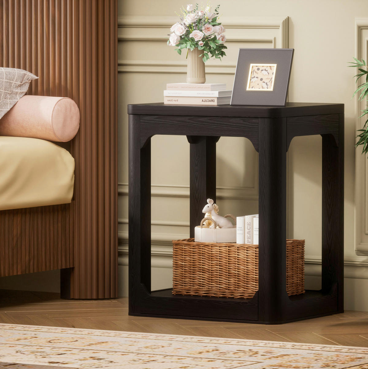 BEISTELLTISCH 2er-Set 50x40x60 cm aus MDF Schwarz mit 2 Ablagen - Schwarz, Holzwerkstoff (50/40/60cm) - IVMEU