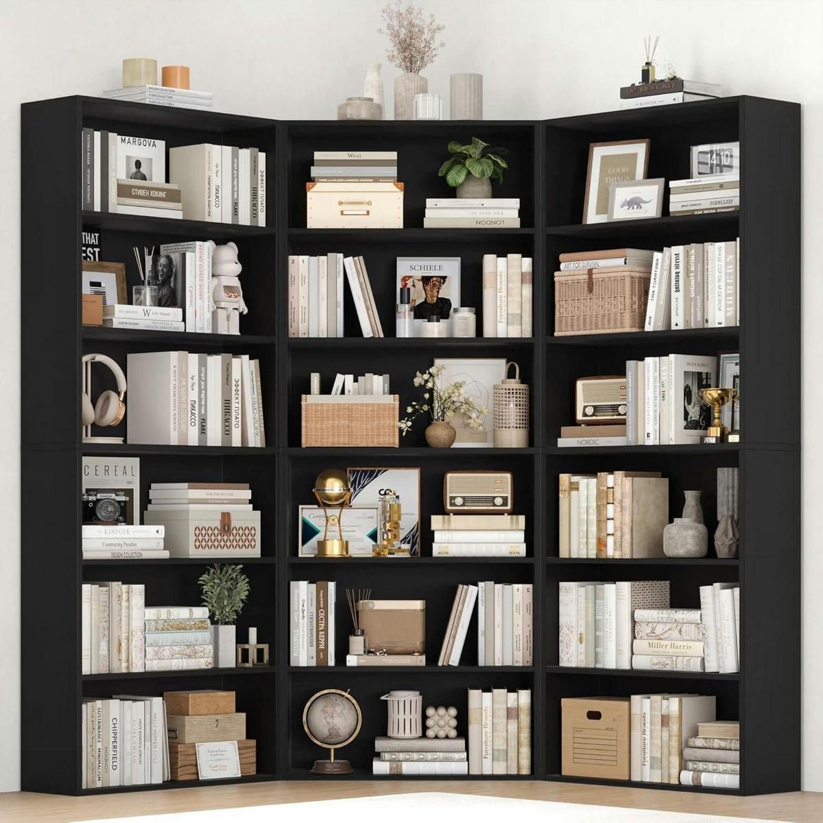 BÜCHERREGAL Schwarz 180 x 60 x 23,5 cm - Schwarz, Holzwerkstoff (60/180/23.5cm)