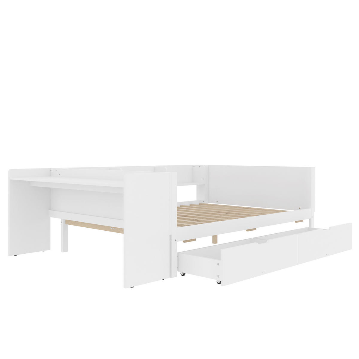 KINDERBETT 140/200 cm rosa mit Schreibtisch und Rollbett - Weiß, Holz (140/200cm) - OKWISH