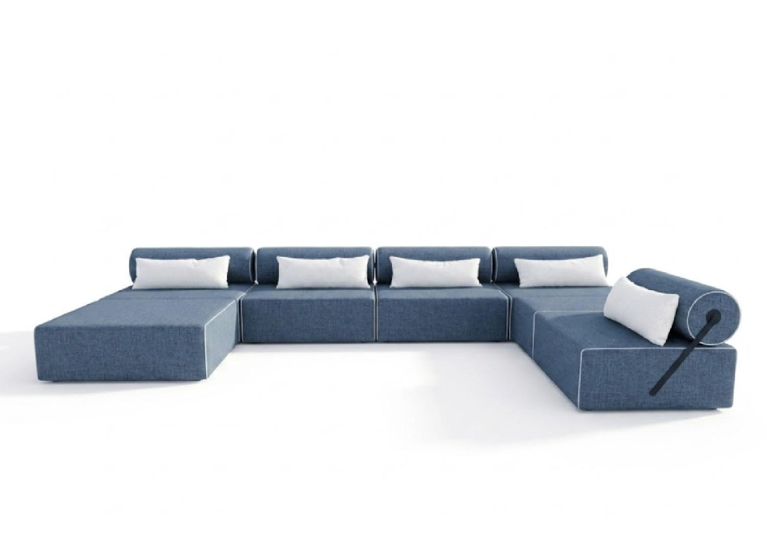 GARTENSOFA BALI XXL - Wetterfeste Balkonmöbel & Lounge Sofa Außen - Moderne Outdoor Couch für Garten - Balkon & Terrasse - Blau - Blau, Kunststoff (448/78/100cm) - Trada