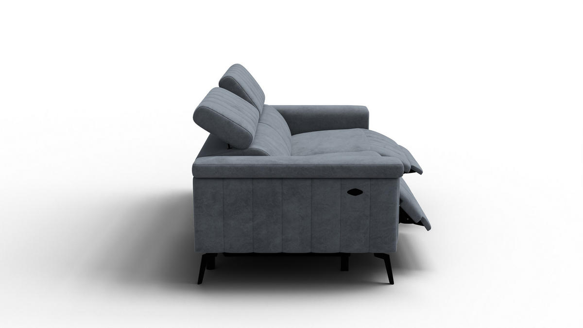 RELAXSOFA NORDEL 3-Sitzer, dunkelgrau - Dunkelgrau/Schwarz, Holz/Textil (194/80/105cm) - Courtois Laville