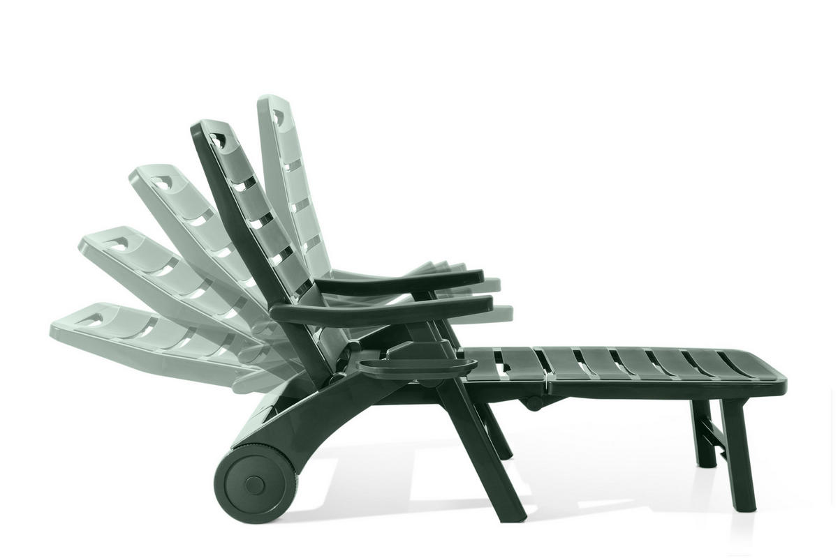 SONNENLIEGE TIDIA, Dunkelgrün - Dunkelgrün, Kunststoff (73/105/146cm) - KONSIMO®