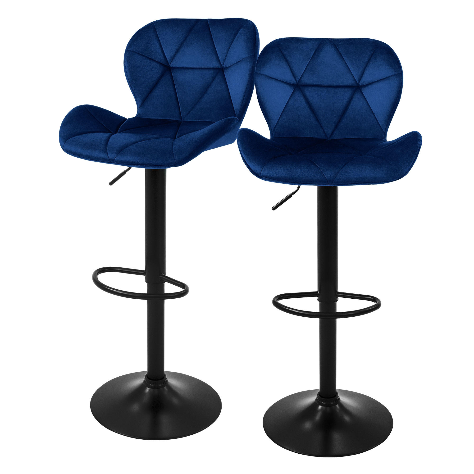 BARHOCKER Samt blau 2er Set - Blau, Metall (41/110/47cm) - ML-DESIGN