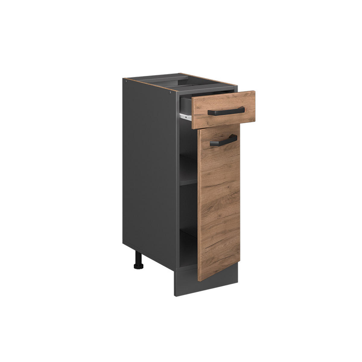 SCHUBLADENSCHRANK R-Line Goldkraft Eiche 30 cm AP Marmor - Anthrazit/Eiche Wotan, Holzwerkstoff (30/81.6/60cm) - Vicco