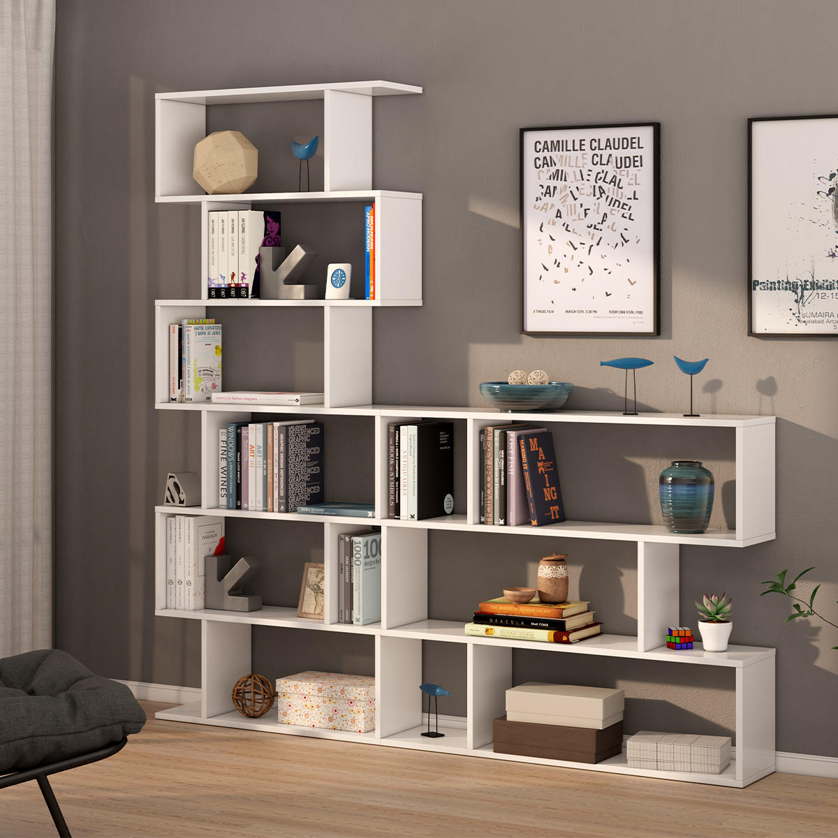 BÜCHERREGAL mit 6 Ebenen H192 cm - Athena - Weiß, Holzwerkstoff (24/192/80cm) - Calicosy