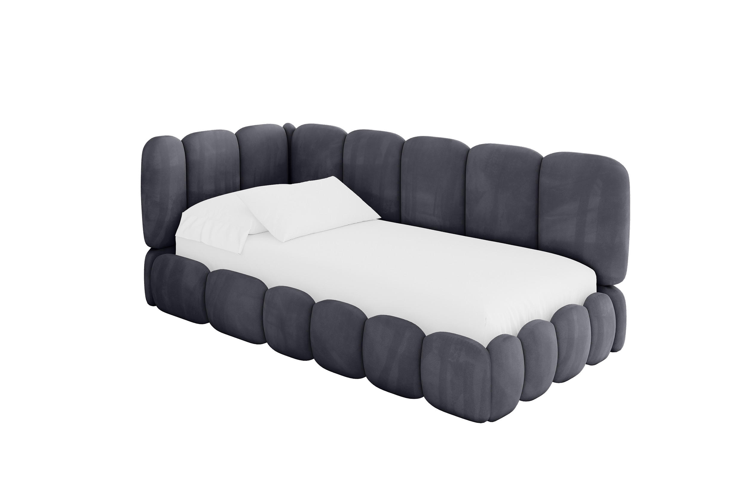 EINZELLBETT Jugendbett mit Bettkasten, Rechts - AVRY 100x200 Dunkelgrau - Titanfarben, Holzwerkstoff/Textil (100/200cm) - ALTDECOR