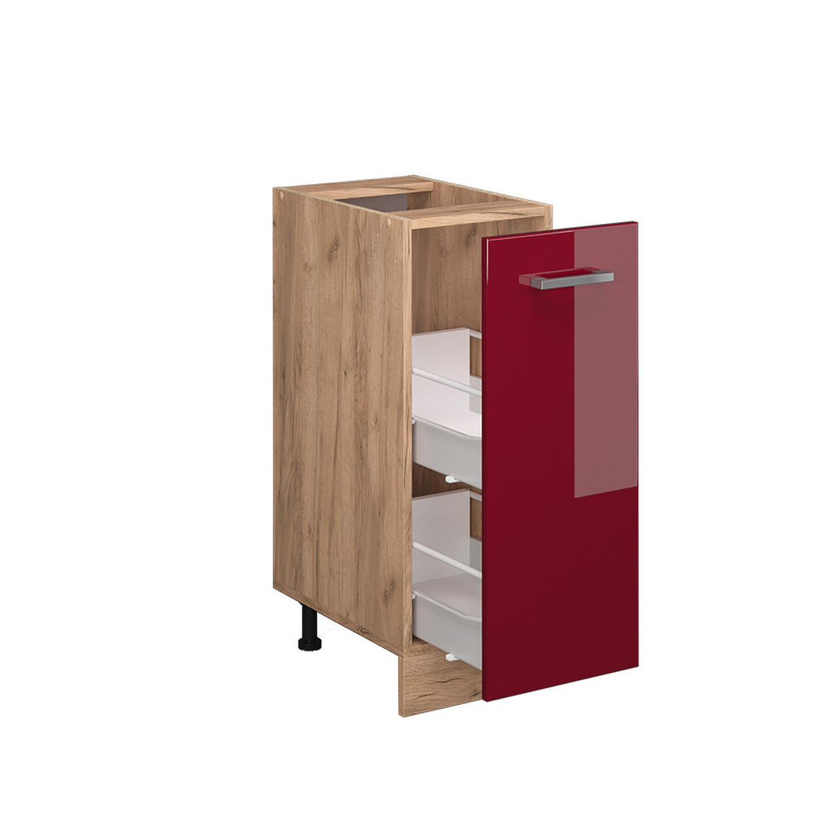 APOTHEKERSCHRANK R-Line Bordeaux Hochglanz 30 cm , AP Anthrazit - Bordeaux/Eiche Wotan, Holzwerkstoff (30/81.6/60cm) - Vicco