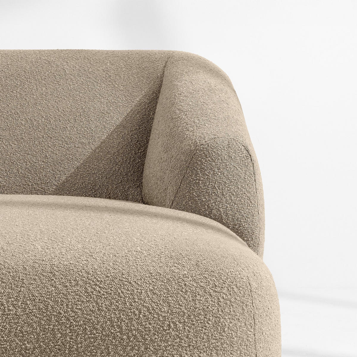 ECKSOFA RECHTS VIRA, Hellbeige, Bouclé - Hellbraun/Schwarz, Holz/Holzwerkstoff (300/160cm) - KONSIMO®