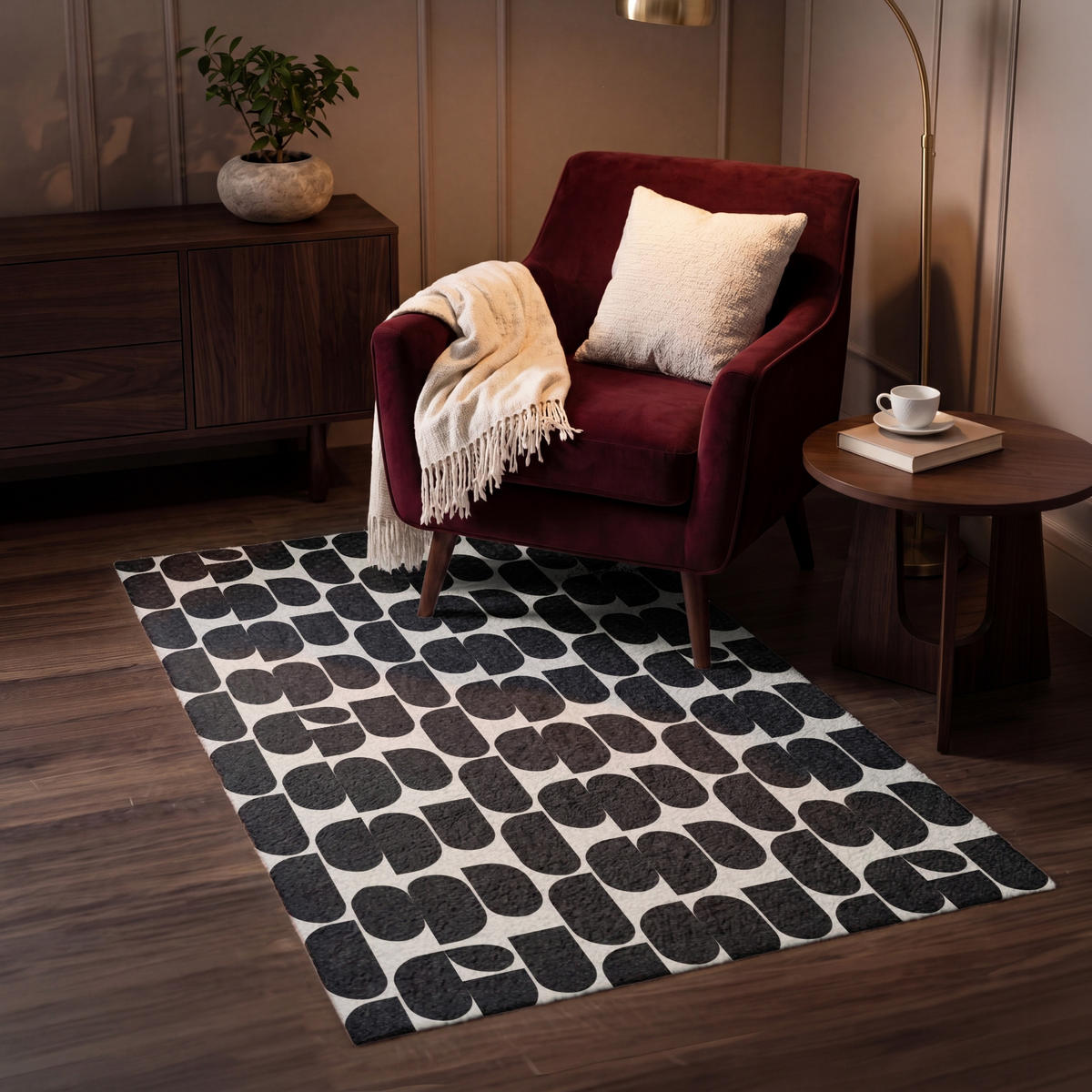 KOBERCE - Moderné - vzorované - čierne - 80x120 cm - čierna, textil/plast (80/0.4cm) - OnlyWow