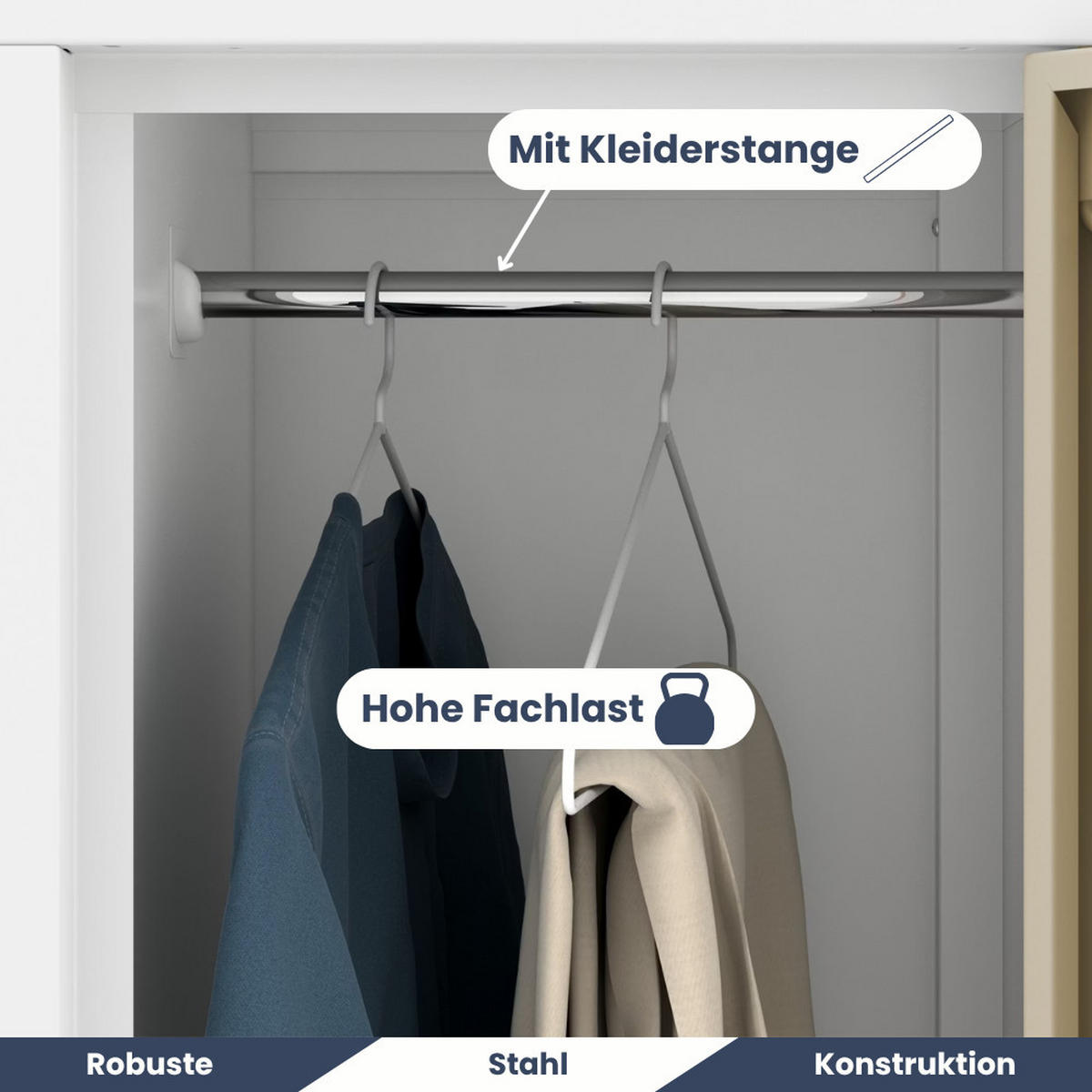 UMKLEIDESCHRANK Spind TOKIO 6 Abteile 185x90x45cm Weiß-Goldene Eiche - Weiß, Metall (90/185/45cm) - DELUKE